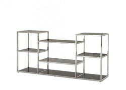 Casa Padrino Consolle di lusso design moderno in acciaio lucido e vetro fumé 160 x 38 x H. 75 cm