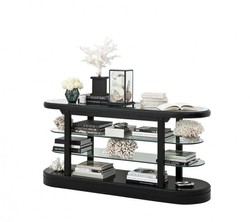 Casa Padrino Luxus Konsole aus Birkenholz in Schwarz - 180 x 57 x H. 87,5 cm
