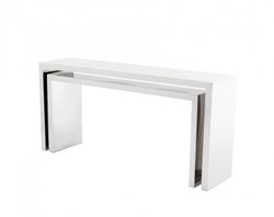 Casa Padrino Luxury Console Table Set of 2 - Polished Stainless Steel - 170x40xH.80 cm / 150x40xH.70 cm
