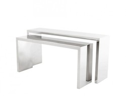 Casa Padrino Luxury Console Table Set of 2 - Polished Stainless Steel - 170x40xH.80 cm / 150x40xH.70 cm