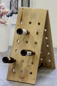 Casa Padrino Botellero de Champán de Madera de Mango - Estante para 36 botellas, 90 x 38 x 4 cm