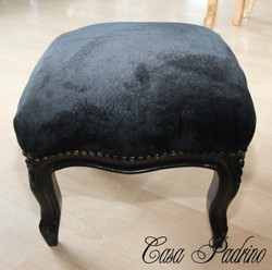 Casa Padrino Barock Fußhocker Schwarz Hocker Black Foot Stool Baroque Interior Möbel