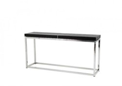 Casa Padrino Consolle di lusso Art Déco 160 x 40 x H. 78 cm - Acciaio lucido e impiallacciatura di rovere nero
