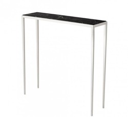 Casa Padrino Luxus Art Deco Konsole - Nickel / brauner Marmor - 90 x 24,5 x H. 90 cm - Hochwertige Hotel Möbel