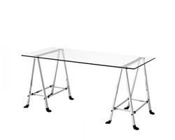 Casa Padrino Scrivania di Lusso Art Déco - Tavolo da ufficio esclusivo in nichel, ferro e vetro, 170 x 80 x H. 77 cm