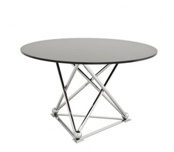 Casa Padrino Designer Luxury Dining Table round in Polished Stainless Steel and Black Glass, Diameter 130 x H. 75 cm