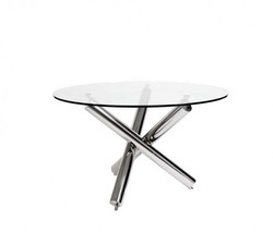 Casa Padrino Luxus Esstisch Rund Tisch Glas Metall Chrom SIlber Table Round Metal Chrome Silver Glass Luxury