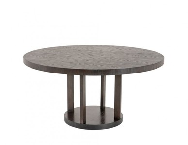 Casa Padrino Designer Luxus Esstisch aus Mahagoni Holz und Eichenfurnier in Mahagoni Furnier / Holzkohle / Grau 152 x H. 75 cm