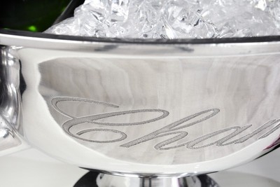 Casa Padrino Luxus Tisch Weinkühler aus Aluminium silber H 30 cm B 65 cm