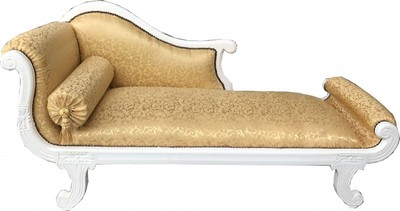 Casa Padrino Baroque Chaise Longue Model XXL Gold Pattern / White - Luxurious Recamiere Solid Wood, 192 x 71 x 95 cm Casa Padrino Baroque Chaise Longue Model XXL Gold Pattern / White - Luxurious Recamiere Solid Wood, 192 x 71 x 95 cm