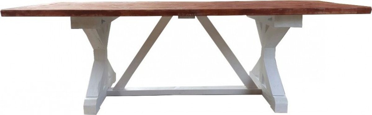 Casa Padrino Shabby Chic dining table white antique style / wood color 240 x 100 cm - country house style table - pine wood Casa Padrino Shabby Chic dining table white antique style / wood color 240 x 100 cm - country house style table - pine wood