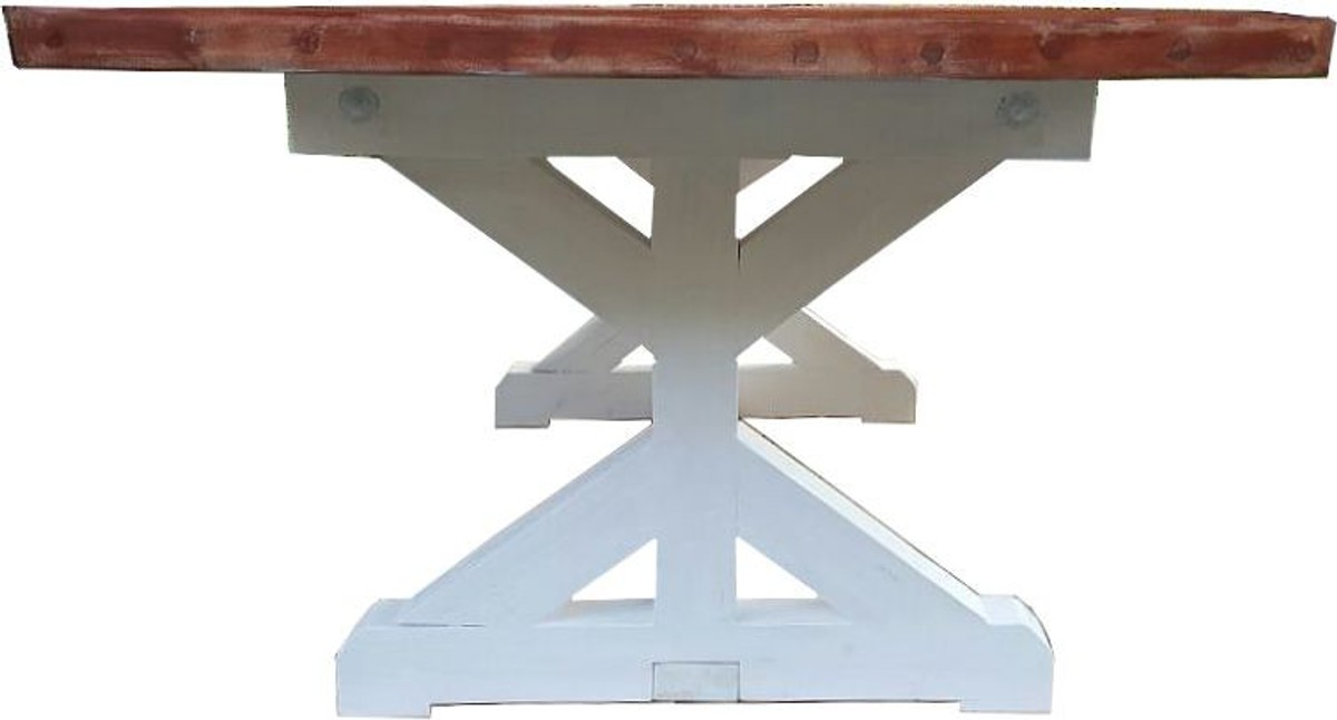 Casa Padrino Shabby Chic dining table white antique style / wood color 240 x 100 cm - country house style table - pine wood Casa Padrino Shabby Chic dining table white antique style / wood color 240 x 100 cm - country house style table - pine wood