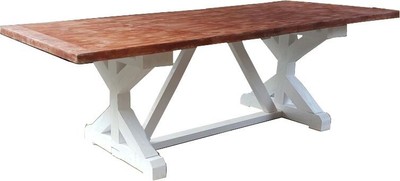 Casa Padrino Shabby Chic Dining Table in Country House Style - Antique White & Natural Wood, 240 x 100 cm