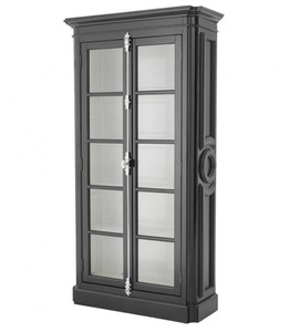 Casa Padrino Vitrina de Lujo Estilo Barroco Negra - 118,5 x 45 x H. 223 cm - Mueble Elegante para Hoteles y Salones