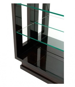 Casa Padrino Luxus Regal Schrank in Hochglanzbraun und Spiegelglas - 80 x 35 x H. 230 cm
