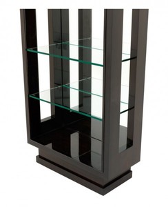 Casa Padrino Luxus Regal Schrank in Hochglanzbraun und Spiegelglas - 80 x 35 x H. 230 cm