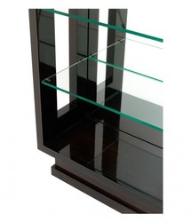 Casa Padrino Mobile a Scaffale di Lusso in Marrone Lucido e Vetro Specchio - 80 x 35 x H. 230 cm