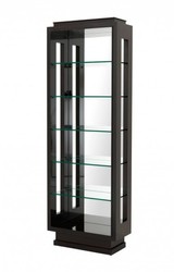 Casa Padrino Mobile a Scaffale di Lusso in Marrone Lucido e Vetro Specchio - 80 x 35 x H. 230 cm