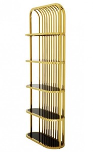Casa Padrino Scaffale di Lusso Oro con Vetro Nero 95 x 36 x H. 230 cm
