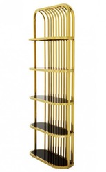 Casa Padrino Scaffale di Lusso Oro con Vetro Nero 95 x 36 x H. 230 cm
