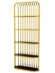 Casa Padrino Scaffale di Lusso Oro con Vetro Nero 95 x 36 x H. 230 cm