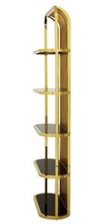 Casa Padrino Scaffale di Lusso Oro con Vetro Nero 95 x 36 x H. 230 cm