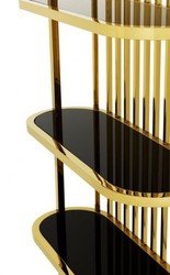 Casa Padrino Scaffale di Lusso Oro con Vetro Nero 95 x 36 x H. 230 cm