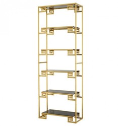 Casa Padrino Luxury Shelving Unit made of Stainless Steel in Gold with Smoked Glass 85 x 36 x H. 230 cm