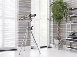 Casa Padrino Scaffale di lusso con vetro fumé e cassetto, acciaio lucido, 90 x 32 x H. 226 cm