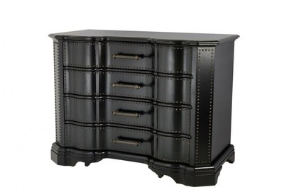 Casa Padrino Luxury Mahogany Commode - Elegant Chest of Drawers in Waxed Black and Antique Bronze - 120 x 60 x H. 91 cm