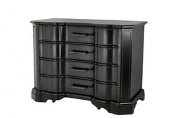 Casa Padrino Cómoda de Lujo en Caoba - Elegante Aparador en Negro Encerado y Bronce Antiguo - 120 x 60 x H. 91 cm
