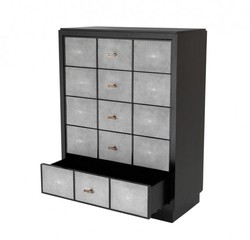 Casa Padrino Luxus Mahagoni Kommode - Schwarz / Grau / Antik Messing - 96,5 x 47,5 x H. 130 cm