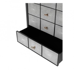 Casa Padrino Luxus Mahagoni Kommode - Schwarz / Grau / Antik Messing - 96,5 x 47,5 x H. 130 cm