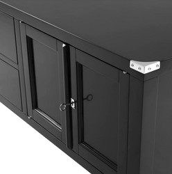 Casa Padrino Mobile TV di lusso in legno di betulla nero e nichel, 180 x 50 x H. 50 cm