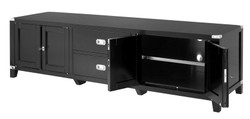 Casa Padrino Mobile TV di lusso in legno di betulla nero e nichel, 180 x 50 x H. 50 cm
