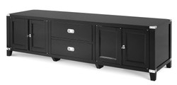 Casa Padrino Mobile TV di lusso in legno di betulla nero e nichel, 180 x 50 x H. 50 cm