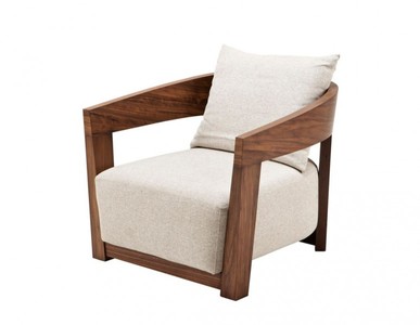 Casa Padrino Luxury Art Deco Mahogany Armchair in Walnut Brown and Light Gray - 74 x 76 x 76 cm