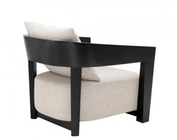 Casa Padrino Luxus Art Deco Sessel aus Mahagoni Holz in Schwarz und Hellgrau - 74 x 76 x 76 cm