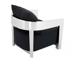 Casa Padrino Poltrona Art Déco di Lusso, Acciaio Inox e Tessuto Panama Nero, 74 x 76 x 76 cm