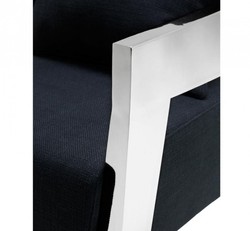Casa Padrino Poltrona Art Déco di Lusso, Acciaio Inox e Tessuto Panama Nero, 74 x 76 x 76 cm