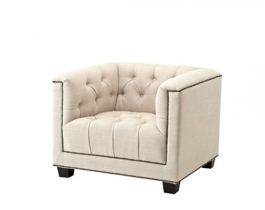 Casa Padrino Luxury Designer Armchair - Elegant Upholstered Chair in Panama Natural & Light Grey, 94 x 85 x 73 cm
