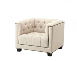 Casa Padrino Luxury Designer Armchair - Elegant Upholstered Chair in Panama Natural & Light Grey, 94 x 85 x 73 cm