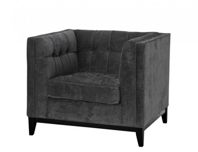 Casa Padrino Luxury Designer Hotel Armchair in Black - Velvet Upholstery and Wood Frame - 94 x 82 x H. 77 cm