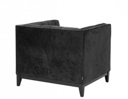 Casa Padrino Fauteuil de luxe design pour hôtel en noir - Velours et structure en bois - 94 x 82 x H. 77 cm