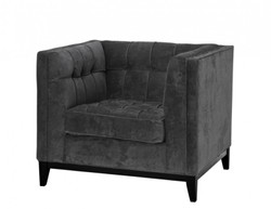 Casa Padrino Fauteuil de luxe design pour hôtel en noir - Velours et structure en bois - 94 x 82 x H. 77 cm