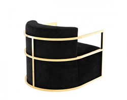 Casa Padrino Luxury Designer Art Deco Hotel Lounge Chair in Gold and Black Velvet, 76 x 76 x 70 cm