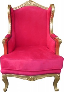 Casa Padrino Barock Lounge Thron Sessel Rot / Gold - Ohren Sessel - Ohrensessel Tron Stuhl - 110 x 83 x 83 cm Casa Padrino Barock Lounge Thron Sessel Rot / Gold - Ohren Sessel - Ohrensessel Tron Stuhl - 110 x 83 x 83 cm