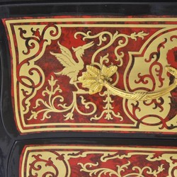 Casa Padrino Cómoda Barroca Boulle Negro / Oro / Rojo 130cm - Aparador de Lujo en Madera Maciza