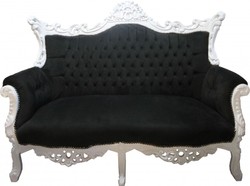 Casa Padrino Barock Wohnzimmer Set Master im Antik Stil Schwarz/Weiss - 3er Sofa, 2er Sofa, 1 Sessel Casa Padrino Barock Wohnzimmer Set Master im Antik Stil Schwarz/Weiss - 3er Sofa, 2er Sofa, 1 Sessel