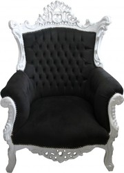 Casa Padrino Barock Wohnzimmer Set Master im Antik Stil Schwarz/Weiss - 3er Sofa, 2er Sofa, 1 Sessel Casa Padrino Barock Wohnzimmer Set Master im Antik Stil Schwarz/Weiss - 3er Sofa, 2er Sofa, 1 Sessel